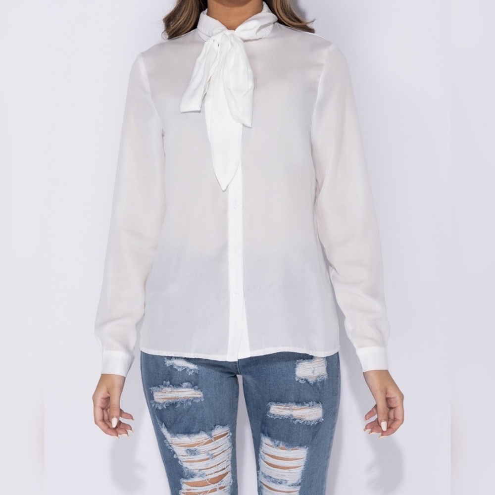 Just In! Claudia - Pussycat Bow Long Sleeve Top - Picture 3 of 7